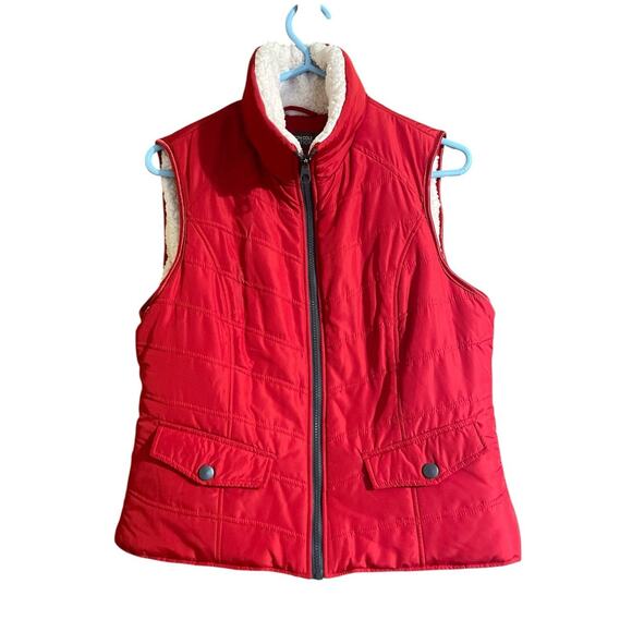 Kenneth Cole Reaction Red Sherpa Lined Puffer Vest Size M - Picture 1 of 4